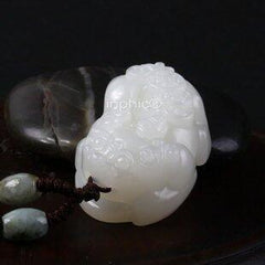 INPHIC-天然白玉金錢貔貅吊墜 招財避邪情侶項墜86