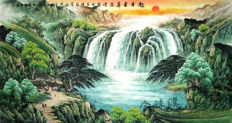 INPHIC-手繪精品 山水畫國畫風水畫裝飾畫 聚寶盆2 六尺全手繪 家居掛畫  古董收藏 裝飾