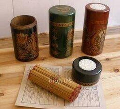 INPHIC-宗教 古代求簽筒60支靈簽，復古皮盒， 復古首飾盒佛教用品