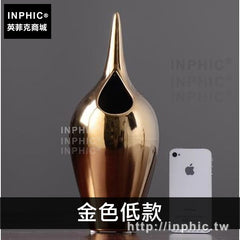 INPHIC-花瓶客廳插花陶瓷家居裝飾品擺件擺設餐桌歐式-金色低款