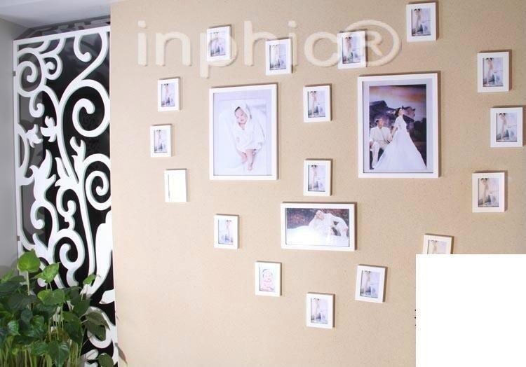 INPHIC-實木相片牆20框心形照片牆組合相框牆婚紗相框組合