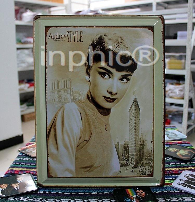 INPHIC-歐式傳統酒吧復古鐵質裝飾畫 鐵皮畫 赫本