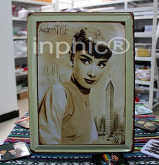 INPHIC-歐式傳統酒吧復古鐵質裝飾畫 鐵皮畫 赫本