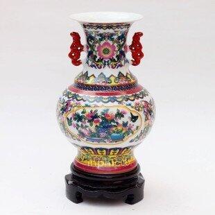 INPHIC-ZF-D005 景德鎮 陶瓷 琺瑯粉彩石榴花帶耳陶瓷花瓶 工藝擺飾 裝飾