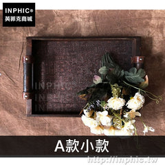 INPHIC-創意茶盤復古仿古婚慶裝飾實木託盤菜盤餐廳長方形餐盤展示盤-A款小款