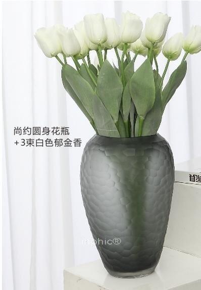 INPHIC-尚約玻璃花瓶鬱金香仿真花卉 家居裝飾品  花器整體花藝