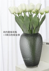 INPHIC-尚約玻璃花瓶鬱金香仿真花卉 家居裝飾品  花器整體花藝
