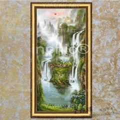 INPHIC-玄關壁畫豎走廊裝飾畫掛畫手繪油畫山水風景高檔有框畫單幅聚寶盆 家居客廳掛畫