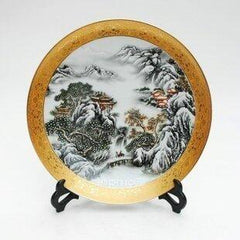 INPHIC-ZF-P002 景德鎮陶瓷盤畫 裝飾盤 粉彩盤 掛盤 雪景 工藝品擺設