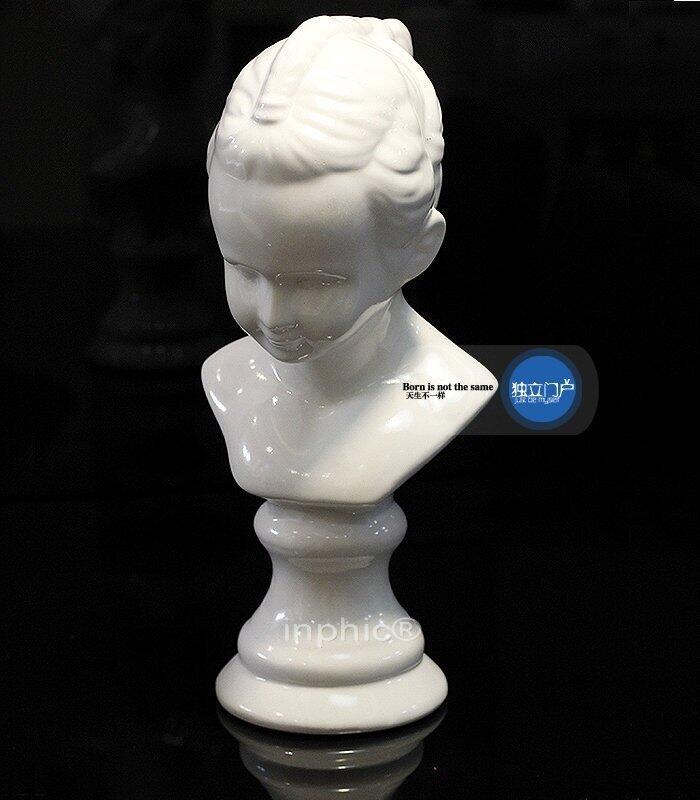 INPHIC-歐式田園風格 白瓷碎紋天使半身雕塑 家居裝飾品擺飾 陶瓷擺設