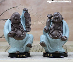 INPHIC-開片笑佛擺飾 天青色 招財佛如意佛 家居裝飾品工藝品