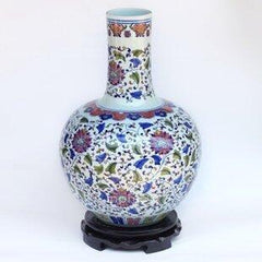 INPHIC-ZF-B028 景德鎮 青花陶瓷 瓷器富貴蓮藤五彩天球花瓶 復古擺飾