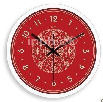 INPHIC-14英吋客廳掛鐘靜音   中式 典雅富貴大紅
