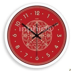 INPHIC-14英吋客廳掛鐘靜音   中式 典雅富貴大紅