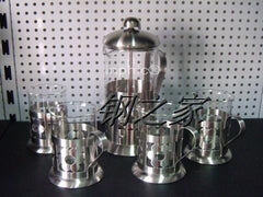 INPHIC-不鏽鋼玻璃沖茶器套裝 咖啡壺法式濾壓壺花茶杯具法壓壺