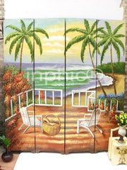 INPHIC-歐式手繪屏風 情迷地中海風景彩繪四扇大屏風