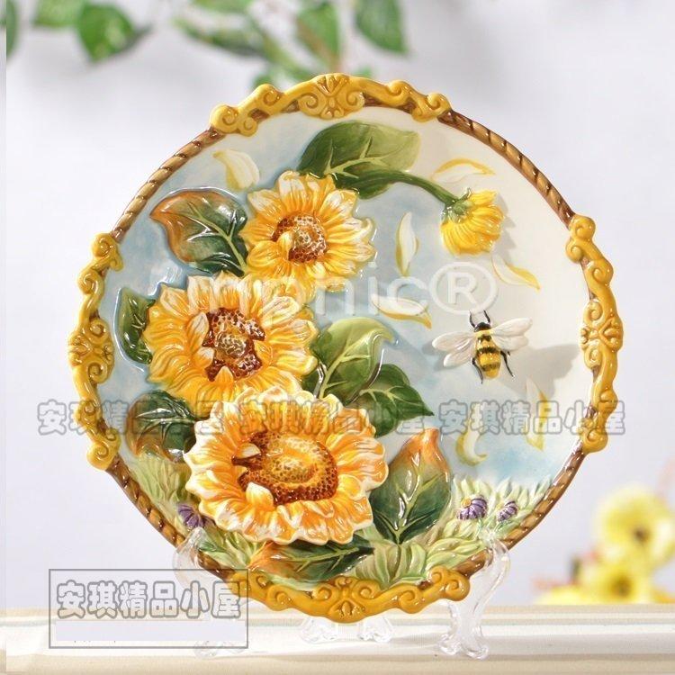 INPHIC-太陽花陶瓷裝飾盤擺飾擺盤裝飾掛盤陶瓷盤子家居