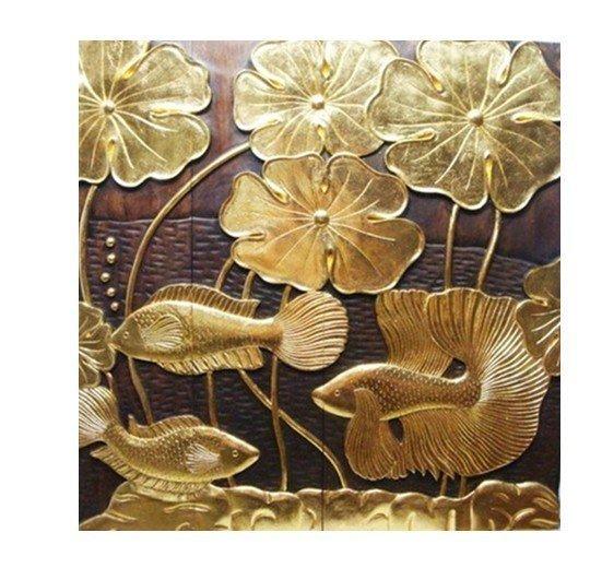 INPHIC-東南亞 家居飾品 泰國風格 木雕 掛飾 浮雕 金魚蓮花