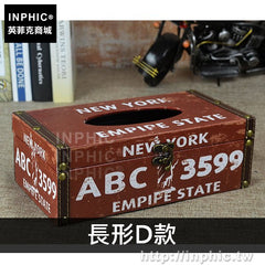 INPHIC-車用酒吧防水家居創意復古面紙盒咖啡聽皮革擺設紙巾盒-長形D款