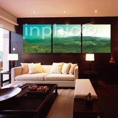 INPHIC-無框畫客廳裝飾畫現代家居風景畫簡約三聯壁畫綠地 山丘雲霧