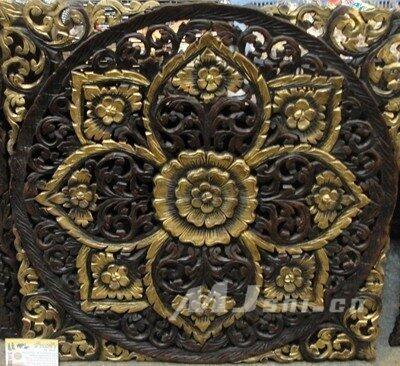 INPHIC-壁飾掛飾裝飾畫 進口柚木傢俱 金色柚木雕花壁掛