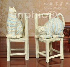 INPHIC-歐式美式鄉村創意復古復古客廳書房擺飾家居飾品 兩隻貓書立書擋