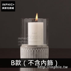 INPHIC-美式咖啡廳擺件水泥客廳燭臺北歐裝飾品擺設書房主題餐廳鄉村-B款（不含內飾）