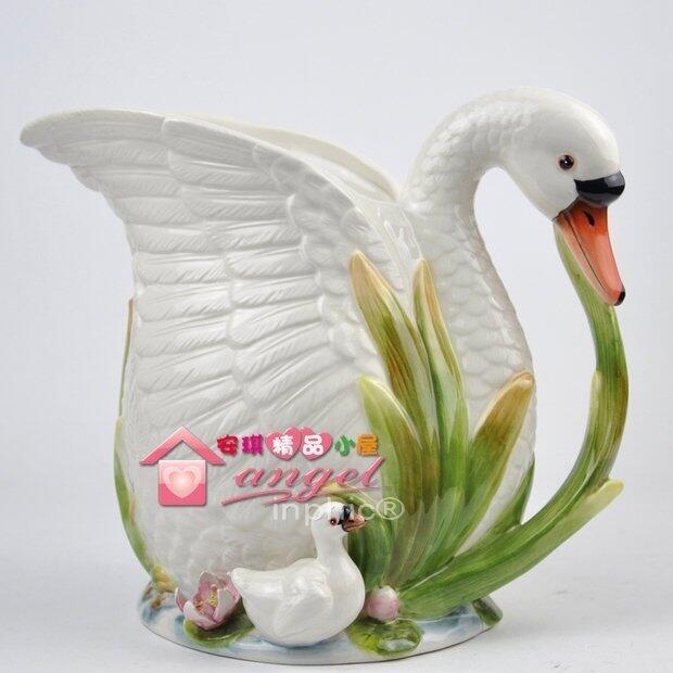 INPHIC-美式母愛天鵝陶瓷花瓶臺面花瓶花器擺飾家居新房裝飾