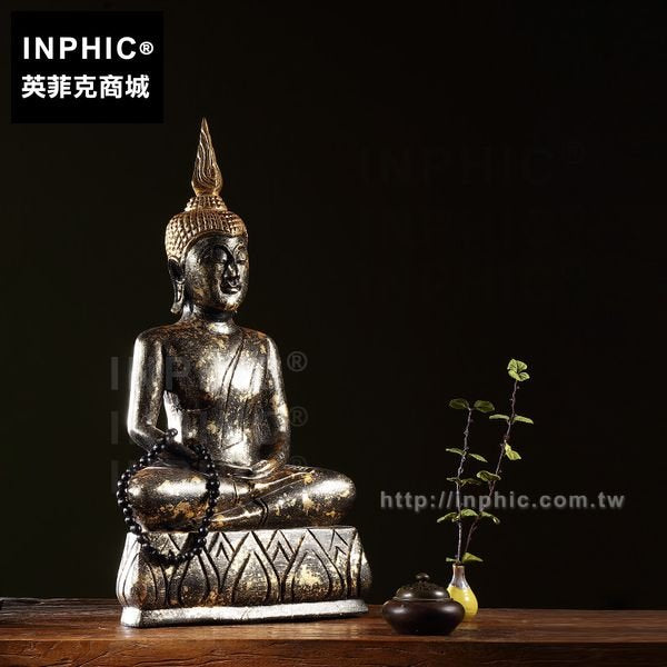 INPHIC-桌面擺飾人物木雕會所裝飾品東南亞黑金泰佛擺設坐佛泰國