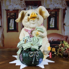 INPHIC-仿真大豬美金豬存錢罐 工藝品家居擺設 電視櫃裝飾品擺飾