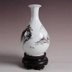 INPHIC-漢白玉工藝品手繪花瓶18CM玉壺春清品