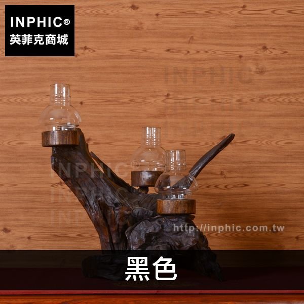 INPHIC-燭臺桌面裝飾擺飾工藝品木雕裝飾品泰國木質-黑色