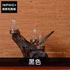 INPHIC-燭臺桌面裝飾擺飾工藝品木雕裝飾品泰國木質-黑色
