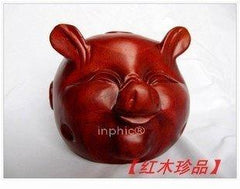 INPHIC-紅木工藝品 楠木雕刻三銅錢小豬存錢罐儲錢罐 情人節