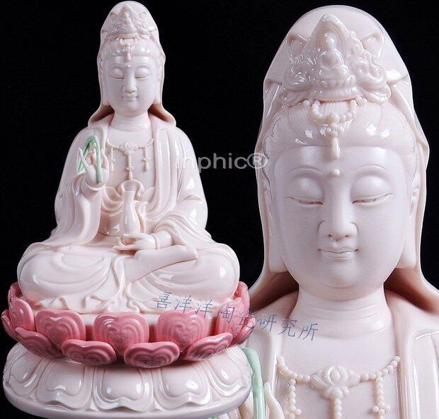 INPHIC-粉色坐古蓮柳枝葉觀音菩薩佛像擺飾 佛教用品批發陶瓷 工藝品