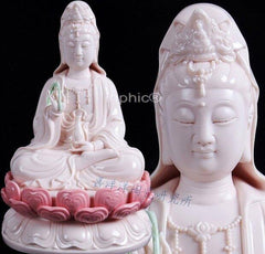 INPHIC-粉色坐古蓮柳枝葉觀音菩薩佛像擺飾 佛教用品批發陶瓷 工藝品