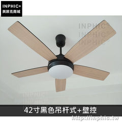 INPHIC-吸頂燈書房美式客廳臥室吊扇燈飾餐廳工業風燈具-42寸黑色吊桿式+壁控