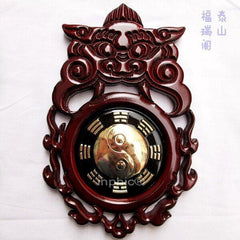 INPHIC-開光桃木獸頭八卦鏡鎮宅避邪、化解門沖煞風水掛件（上漆色）