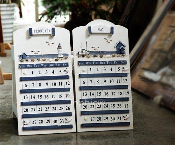 INPHIC-地中海家居飾品藍白經典萬年曆實木萬年曆工藝品