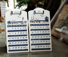 INPHIC-地中海家居飾品藍白經典萬年曆實木萬年曆工藝品