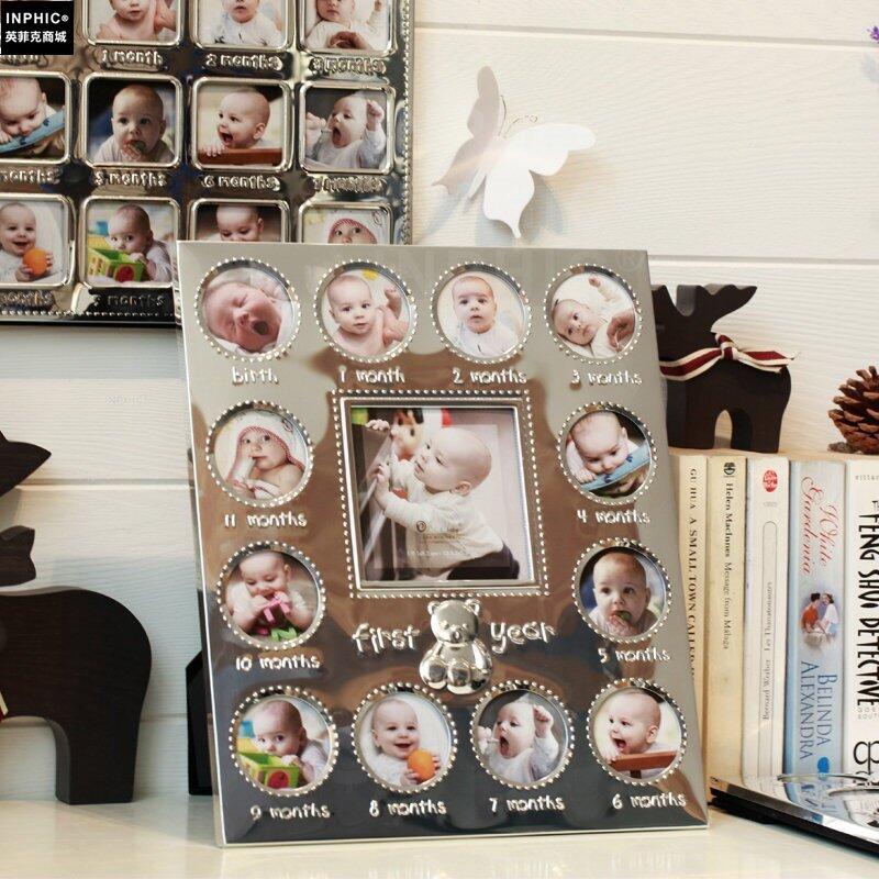 &hearts;精選暖心商品&hearts; 寶寶嬰兒兒童成長記錄一周歲擺臺掛牆創意紀念禮物相框相框金屬相框
