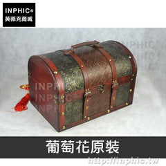 INPHIC-箱子老式復古拍攝道具密室仿古木頭儲物箱收納裝飾中式-葡萄花原裝
