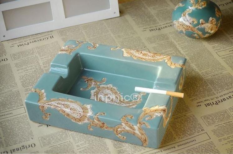 INPHIC-四方煙碟陶瓷 手繪創意煙灰菸灰缸 家居餐廳客廳擺設 實用煙缸