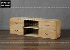 INPHIC-簡約北歐電視櫃茶幾組合套裝 美式復古客廳橡木框抽屜收納