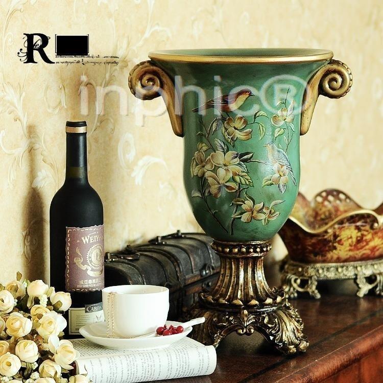 INPHIC-德琳斯町 歐式複古奢華 新古典祖母綠 手繪樹脂花器裝飾