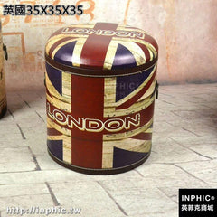 INPHIC-復古做舊圓桶收納凳換鞋凳防水雜物收納箱美式懷舊風格攝影道具-英國35X35X35