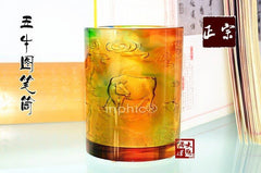 INPHIC-開光擺件琉璃商務辦公用品家庭平安吉祥擺設五牛圖筆筒