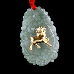 INPHIC-A級翡翠玉千足金吊墜 招財避邪生肖羊開運守護神05