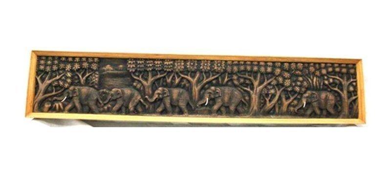 INPHIC-東南亞 家居飾品 泰國風格 木雕 掛飾 橫 長 大象 鏤空