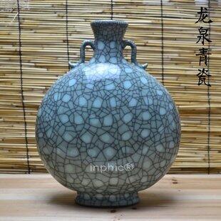 INPHIC-珍藏開片點彩扁瓶花瓶 手工復古 古玩古董簡約陶瓷